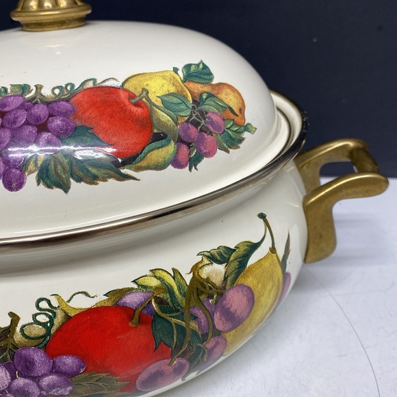 Fissler Asta Lincoware Casserole Dish Cornucopia Fruit Enamelware Dutch Oven - Picture 5 of 17